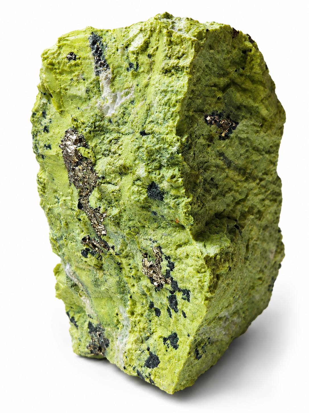 Serpentin s pyritem – surový minerál z Peru, 1,5 kg
