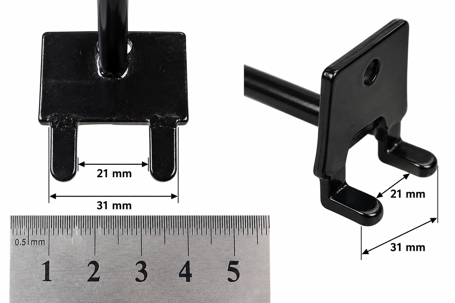 Kovový výstavní háček na prodejní panel – černý, délka cca 7 cm