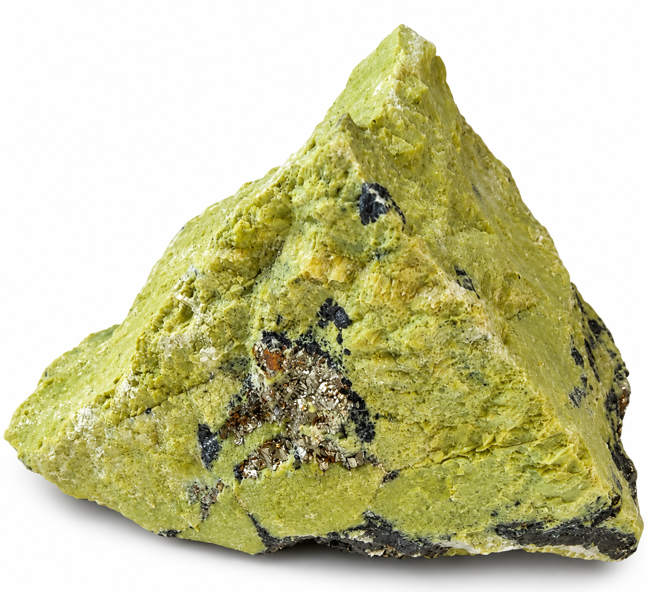 Serpentin s pyritem z Peru, krásný kus 770 g