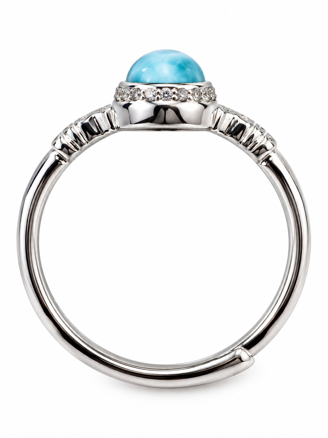 Larimar – elegantní prstýnek s přírodním kamenem, univerzální velikost