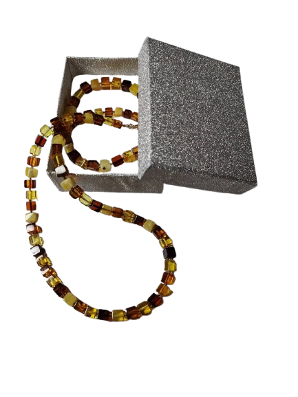 Exkluzivní jantarový set, náramek a náhrdelník 44-45 cm