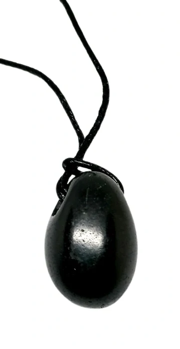 Šungitový přívěsek oválek vrtaný