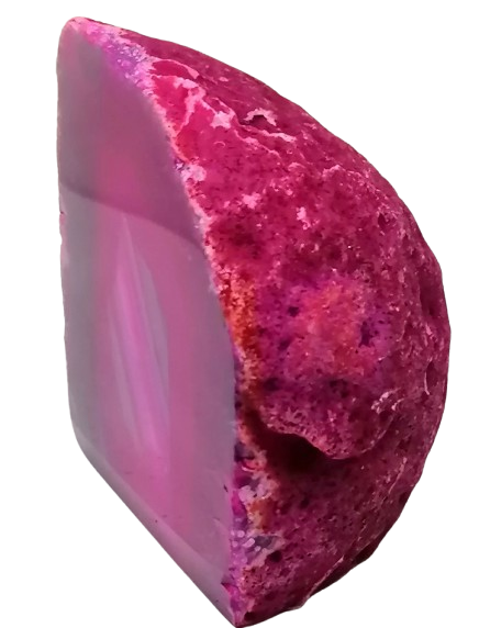Achátová půlka růžová, s řezanou základnou, 212 g