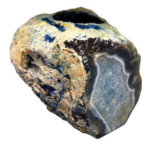 Achátový svícen v modré barvě – originální dekorace 12 × 8 cm