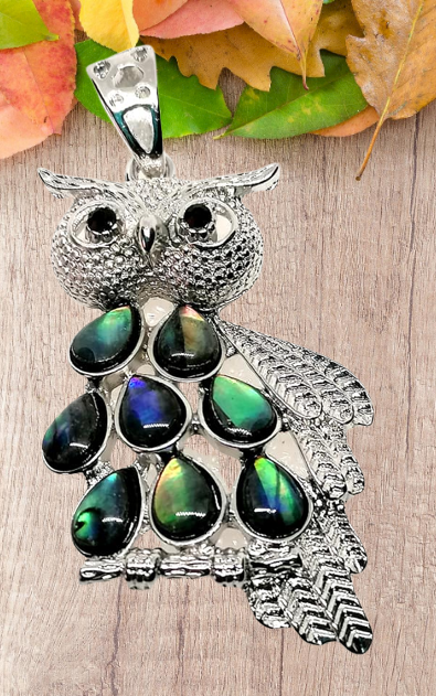 Přívěsek sovička z Paua mušle menší