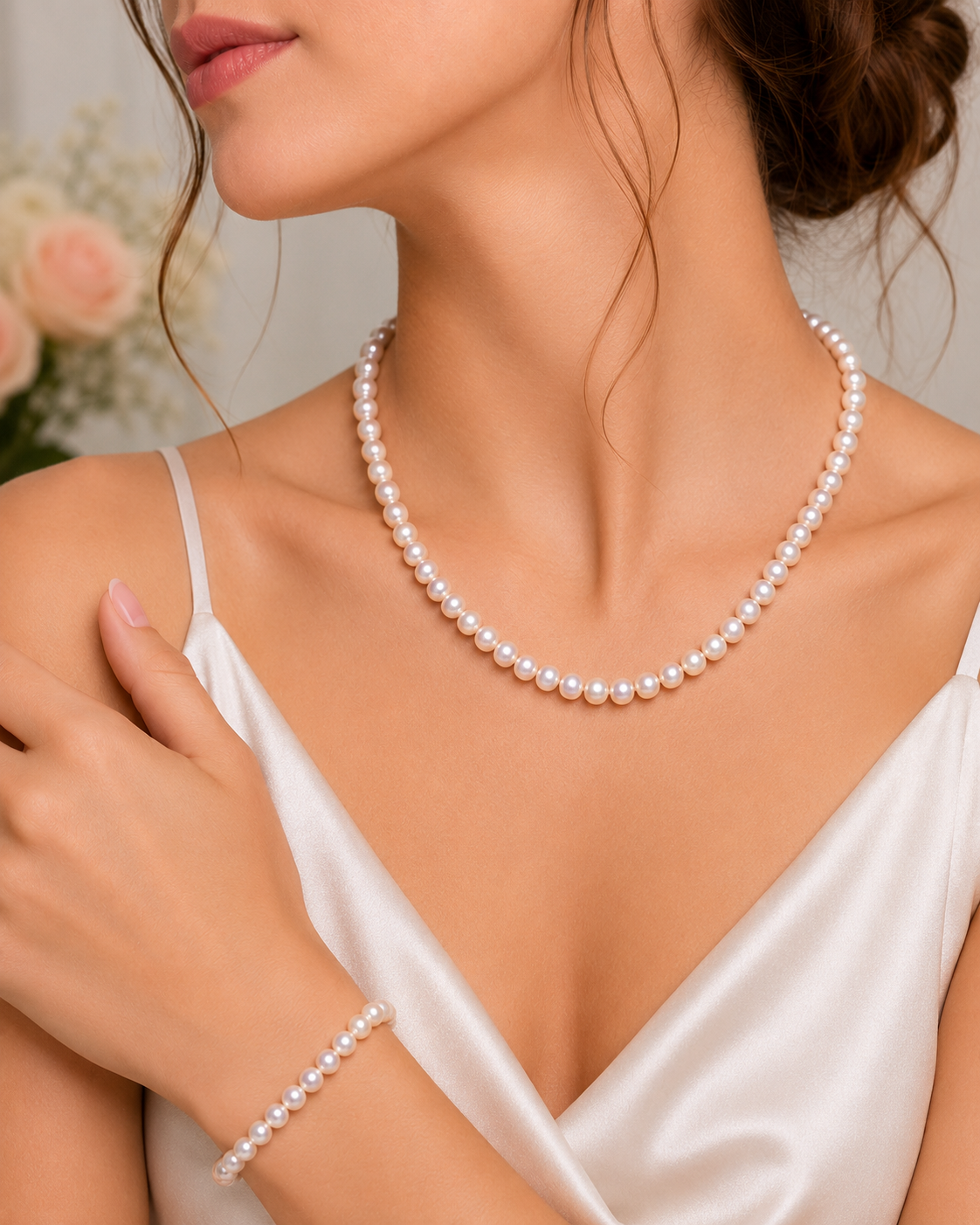 Říční perly set bílých perel cca 5 mm s chir.ocelí
