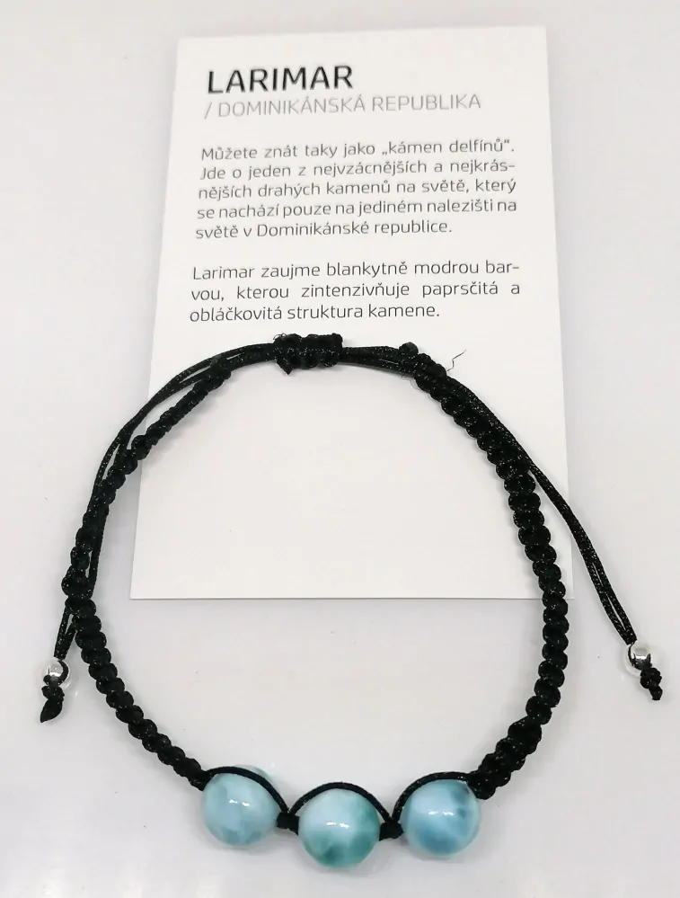 Exkluzivní larimarový náramek shamballa 3 stejné kuličky