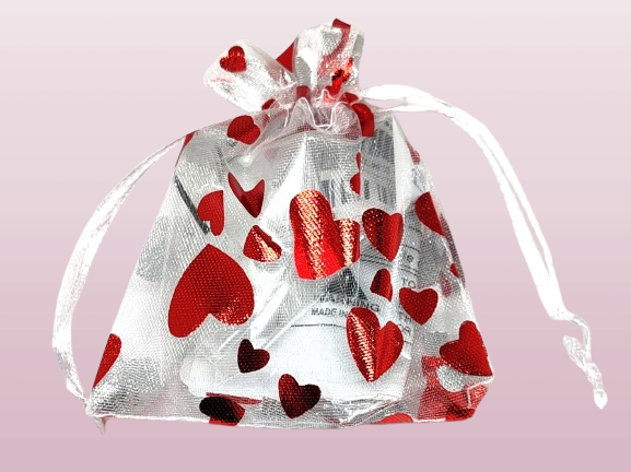 Dárkový látkový pytlíček srdíčkový 9x7 cm