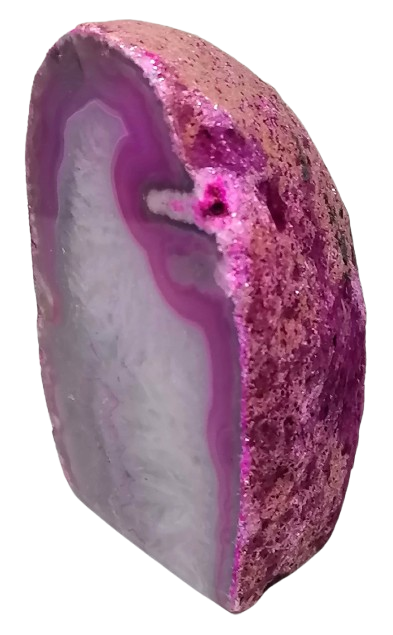 Achátová pecka, růžová, řezaná základna 204 g