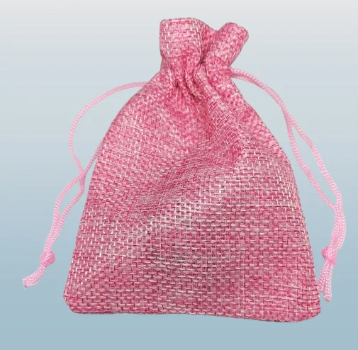 Dárkový sáček polyesterový růžový – 9x11 cm, na šperky a drobnosti