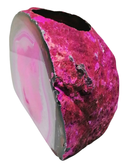 Achátový svícen na čajovou svíčku růžový 11 x 8,5 cm