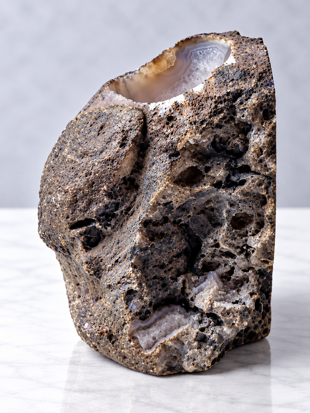 Achátový svícen fialový 860 g, 10x9x8cm
