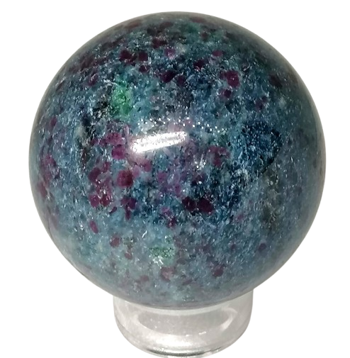 Fluorescenční koule - rubín, fuchsit, kyanit v AA kvalitě 5,9 cm