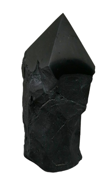 Šungitový hrot natur s pyramidou 11 cm – ochranný kámen proti elektromagnetickému smogu