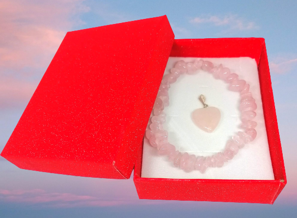 Dárková sada šperků v dárkové krabičce - růženín