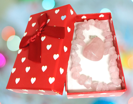 Dárková sada v srdíčkové krabičce - růženín