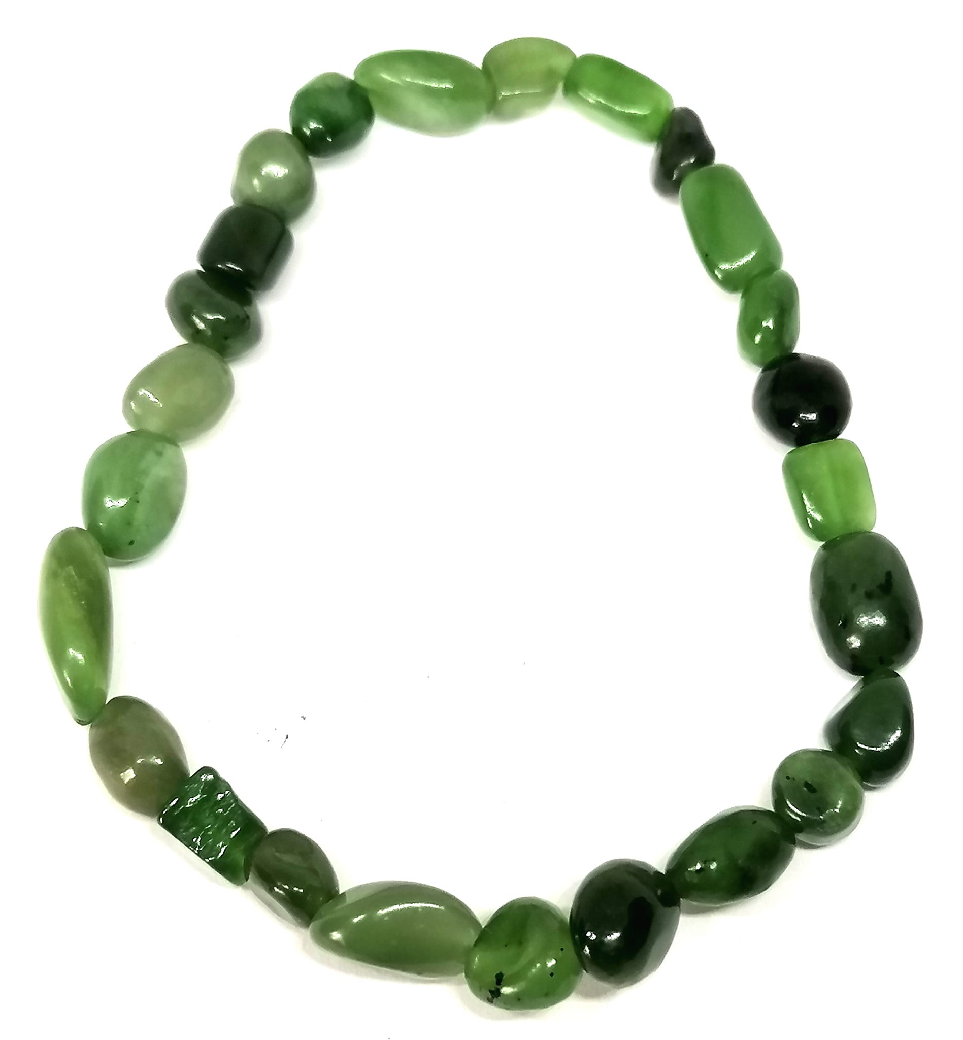 Nefritový náramek – nepravidelné tvary 7–11 mm (obvod 18,5–19 cm)