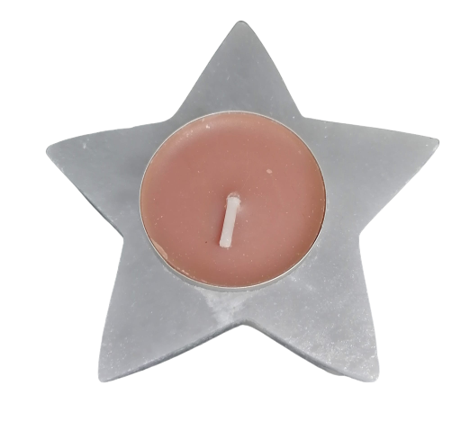 Selenitový svícen hvězdička cca 8,5 cm