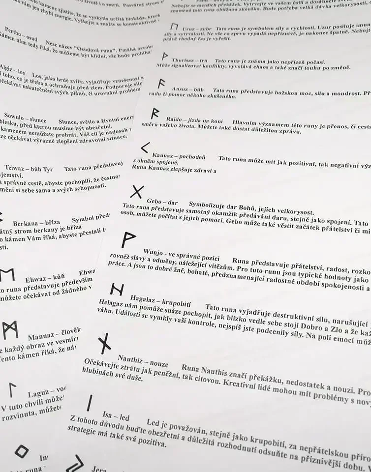 Runové kameny z černého obsidiánu se sáčkem – mystická sada pro věštění a ochranu