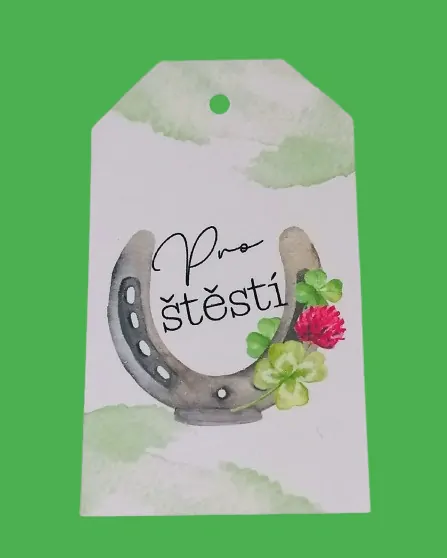 Dárkově balená brož čtyřlístek - PRO ŠTĚSTÍ