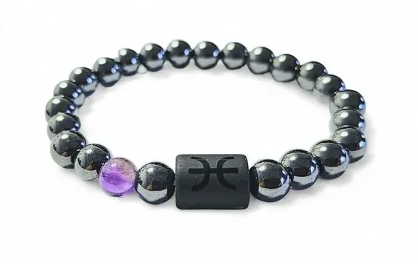 Hematitový náramek znamení zvěrokruhu Ryby s kartičkou