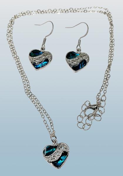 Dárková sada šperků z paua mušle - srdíčko v krabičce