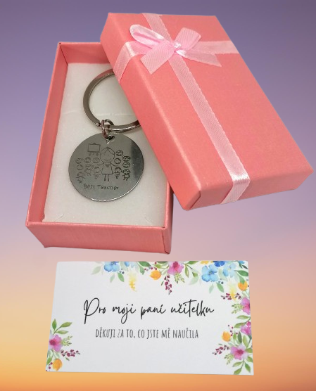 Dárkově balený přívěsek pro paní učitelku, ocel