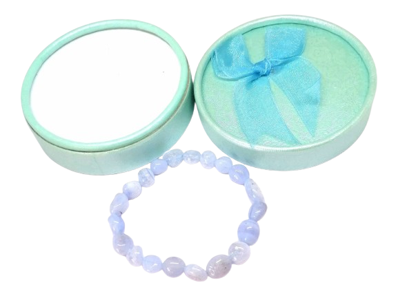 Dárkově balený chalcedonový náramek (nepravidelný, obvod 18,5 cm)