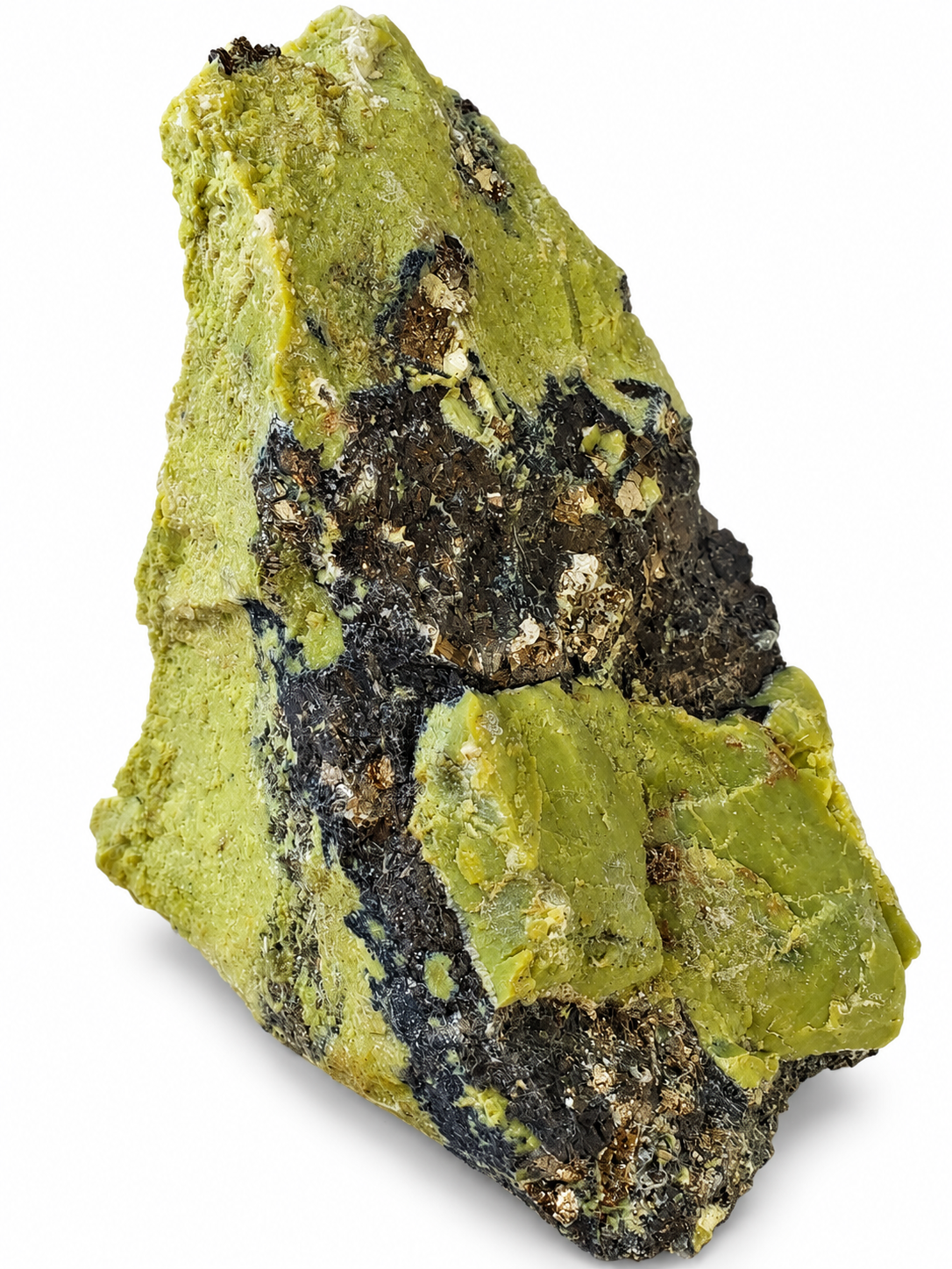 Serpentin s pyritem z Peru, krásný kus 770 g