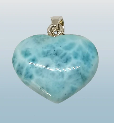 Larimar ve tvaru srdce 2,2 cm v AA kvalitě