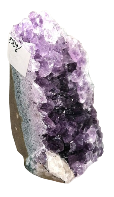 Ametystová geoda z Uruguaye 850 g (12 cm) s kalcitem – luxusní krystalová dekorace
