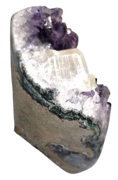 Ametystová geoda s krystaly kalcitu – unikátní kousek 1,5 kg