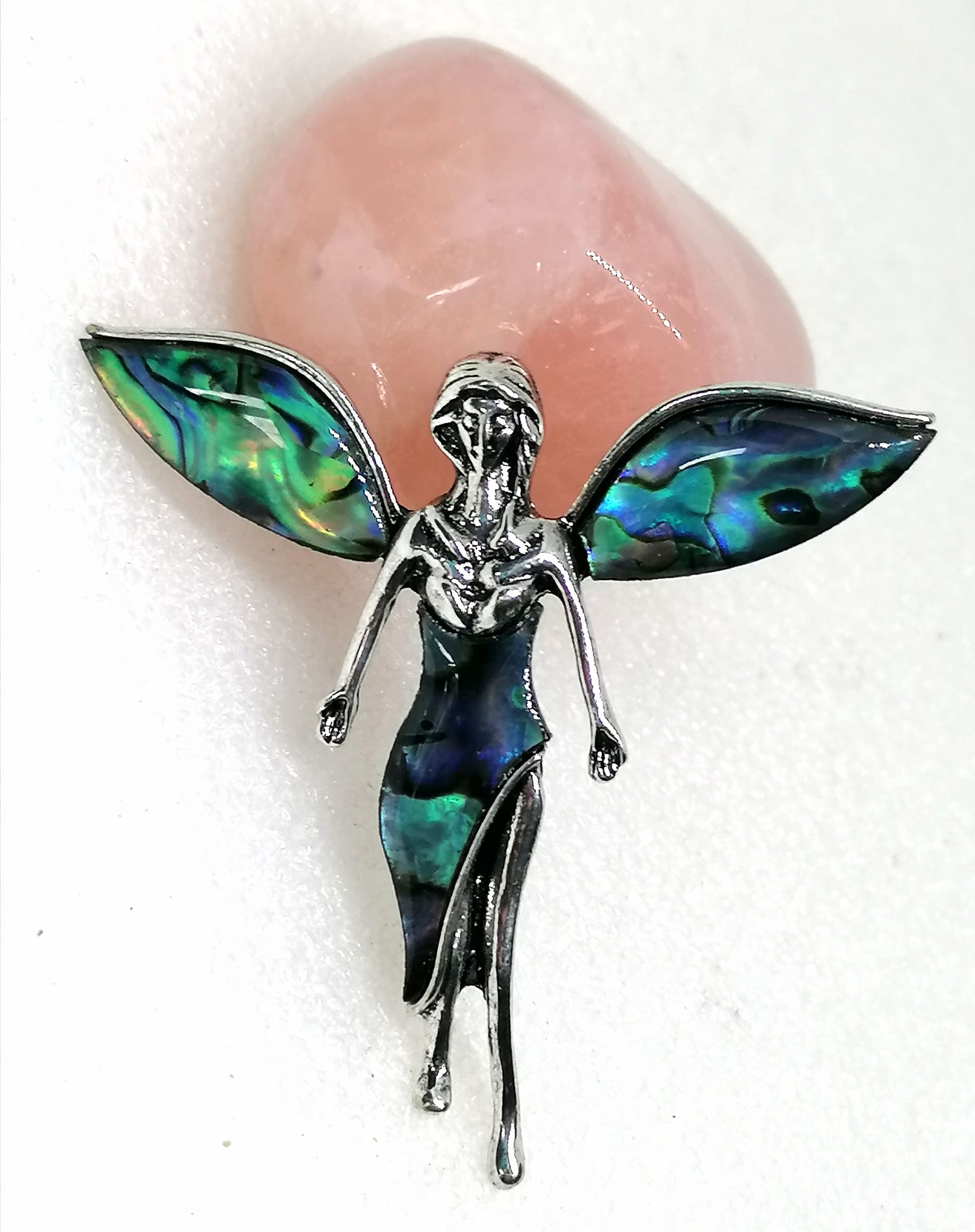 Anděl, brož a přívěsek z paua mušle