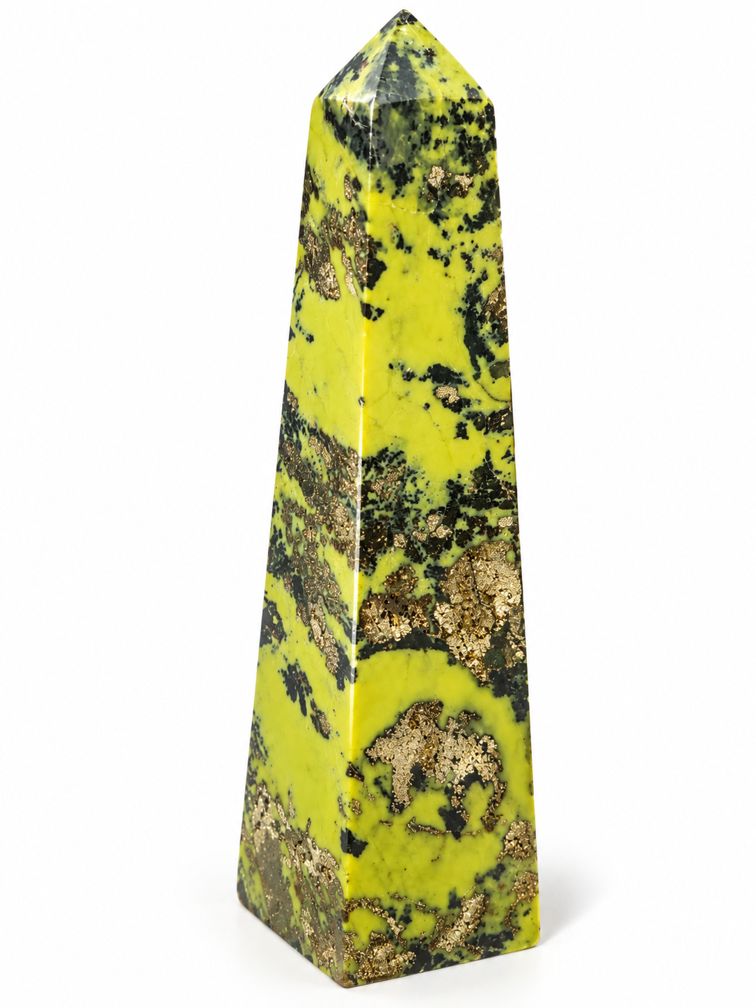 Serpentin s pyritem, exkluzivní špice 11,5 cm