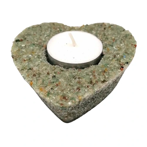 Prehnit svícen na čajovou svíčku ve tvaru srdce