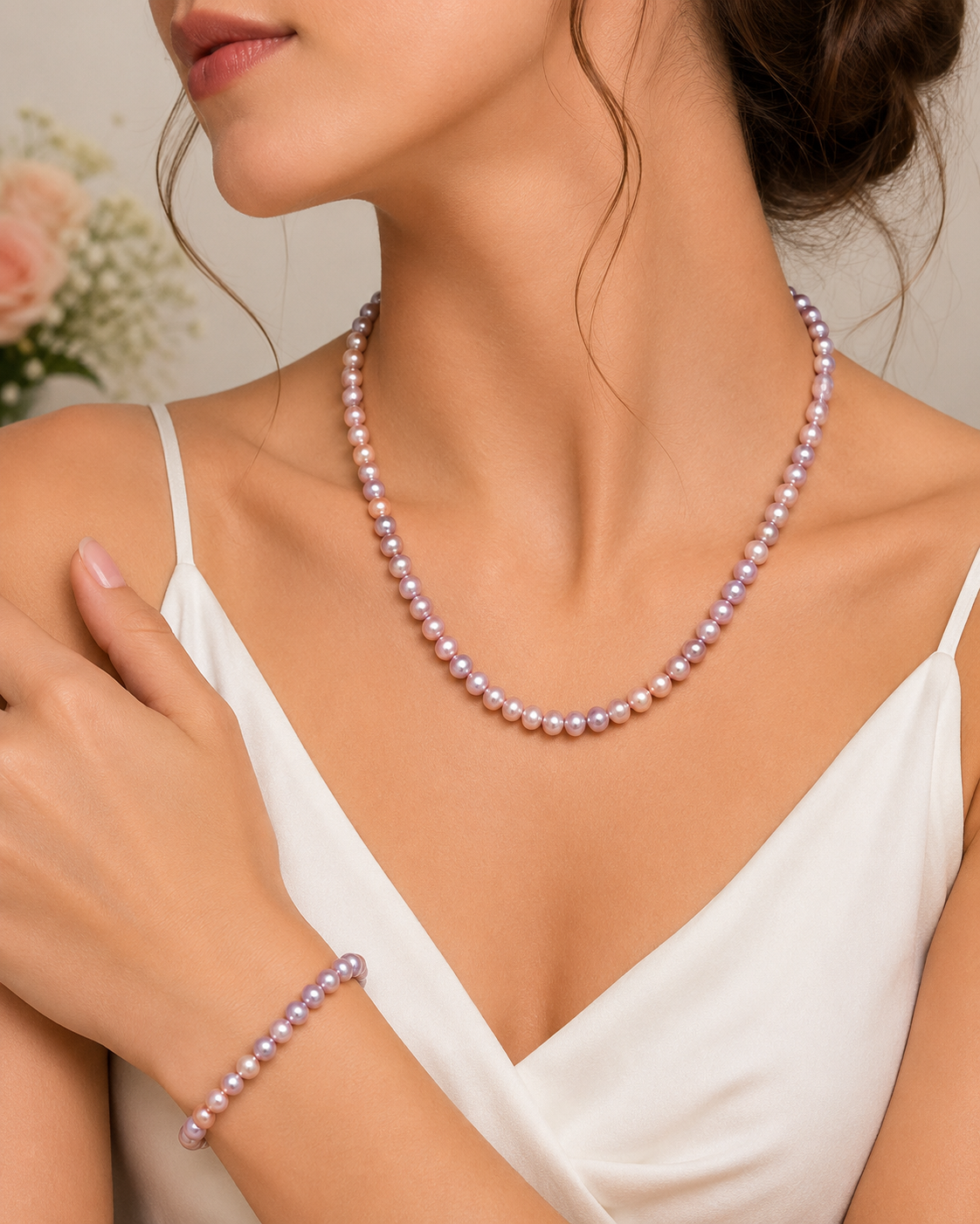 Říční perly set fialkových perel cca 5 mm s chir.ocelí