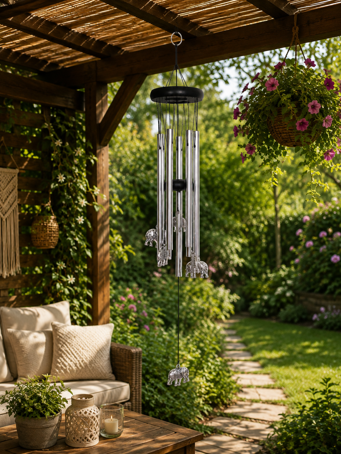 Indická zvonkohra se 6 slony – feng shui, ochrana, štěstí a harmonie