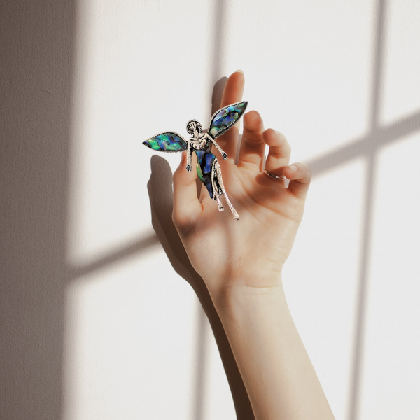 Anděl, brož a přívěsek z paua mušle