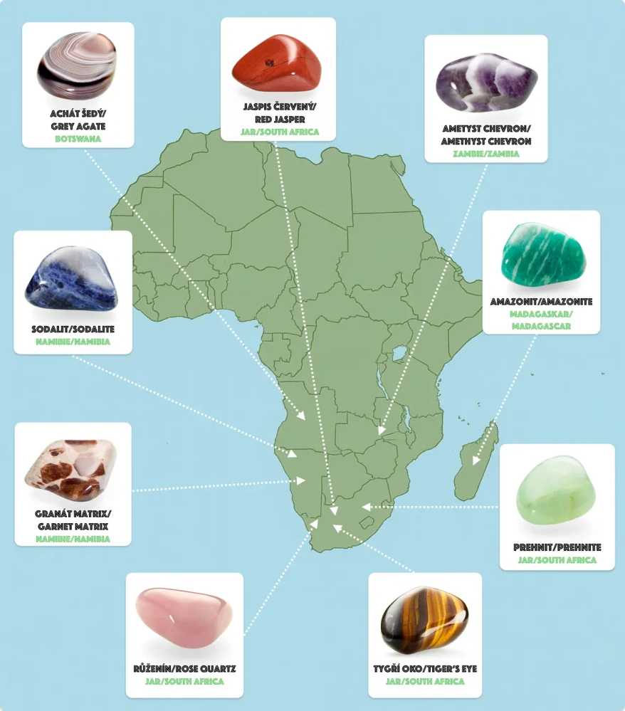 Afrika - sbírka v dárkovém boxu, tromlované XL kameny