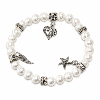Náramek z říčních perel v AA kvalitě s přívěsky