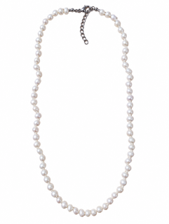 Říční perly drobné 3-4 mm a ocelí, 48 cm
