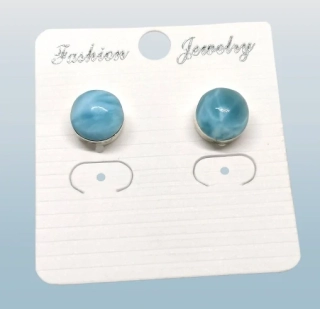 Larimarové naušnice kulaté v AAA kvalitě