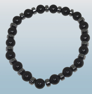 Pánský náramek obsidian a hematit 8 mm
