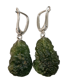 Vltavínové naušnice exkluzivní, velké, váha 7,5 g s ocelí