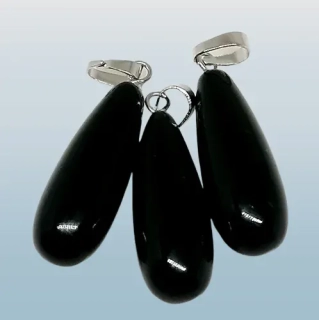 Přívěsek obsidián, kapka velká 2,7 cm