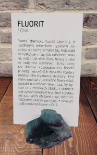 Kartička a minerál FLUORIT