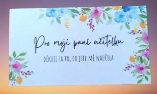 Dárková kartička pro paní učitelku s poděkováním – milý dárek na konec školního roku