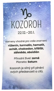 Horoskopová kartička Kozoroh – originální dárek s charakteristikou znamení zvěrokruhu