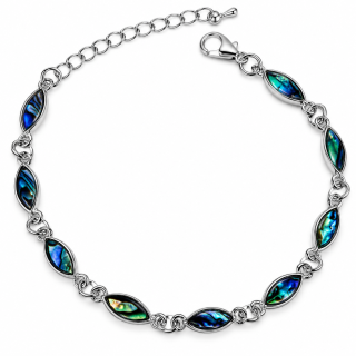 Náramek s Paua perletí – drobné lístečky | 18–24 cm