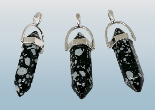 Obsidián vločkový hexagon přívěsek 4 cm